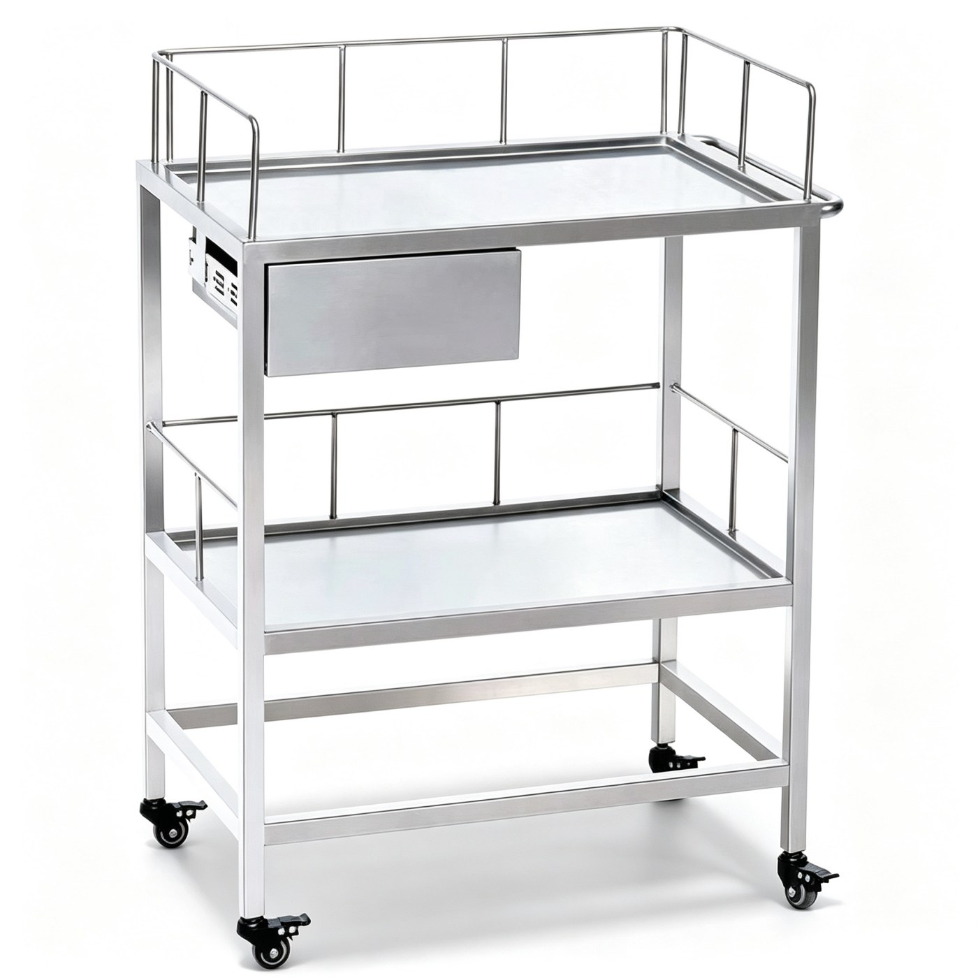 Single Drawer Stainless Steel Veterinary Medical Treatment Trolley | FKNMED